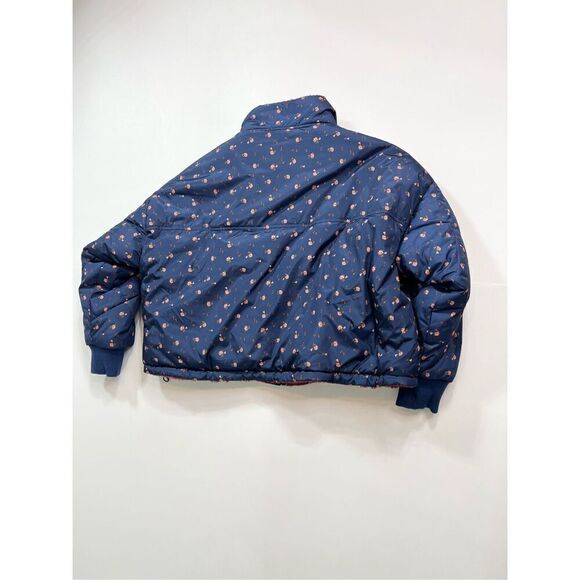 American Eagle Jacket Womens Large Multicolor Reversible Cropped Puffer Floral - Picture 6 of 11